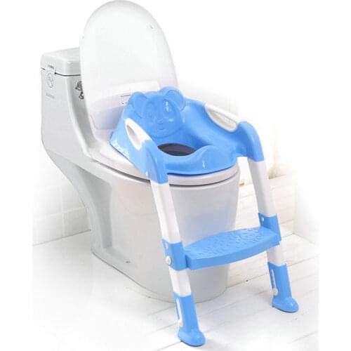 Baby Potty Training Seat 2 Colors Childrens Potty Baby Toilet Seat with Adjustable Ladder Infant Toilet Training Folding Seat