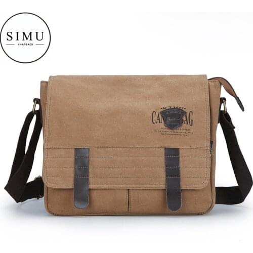 Simu canvas bag Single Shoulder Bag Messenger Bag mens outdoor leisure horizontal backpack simple postman bag mens bag