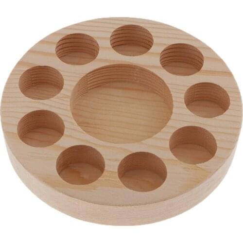 Round Natural Pine Wood Storage Rack Organizer Essential Oil Holder Shelf