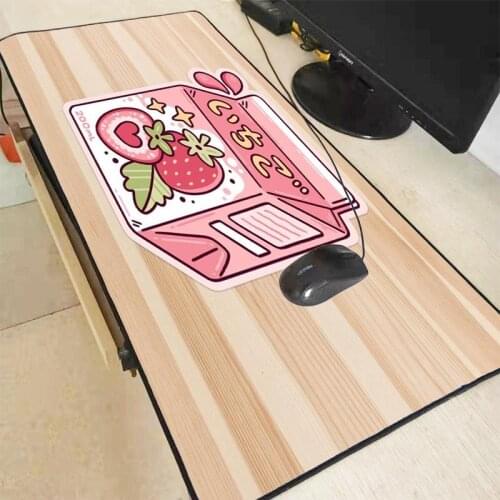 Mairuige Cute Japanese Strawberry Milk Locking Edge MousePads Computer Laptop Anime Mouse Mat Large Mouse Pad Keyboards Mat XXL