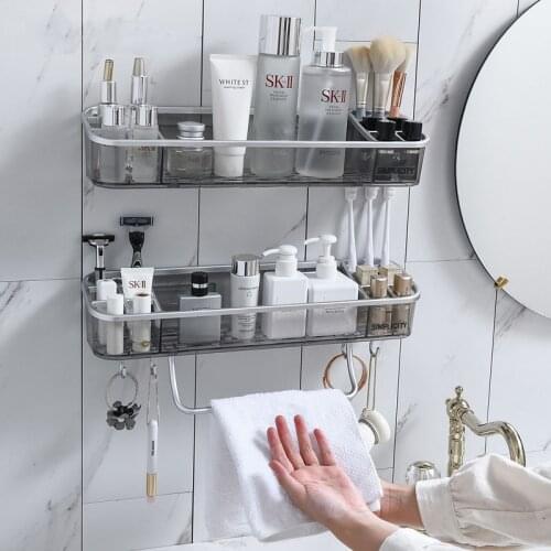 Multifunctional Storage Rack Used In The Bathroom Household Toilet Shampoo Towel Rack With Hook Corner Rack Storage Box Bathr