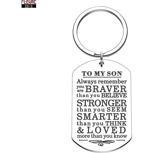 Fashion Keychain Gifts to My Son Daughter Always Remember You are Braver Than You Believe Key Ring Family Gifts from Dad Mom