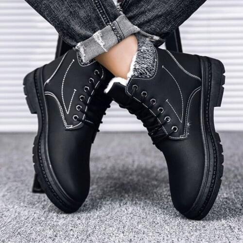 Mens Casual Martion Boots Popular Shoes High Top Youth Style Men Shoe Rubber Sole Hiking Footwear Male Outdoor Plus Size