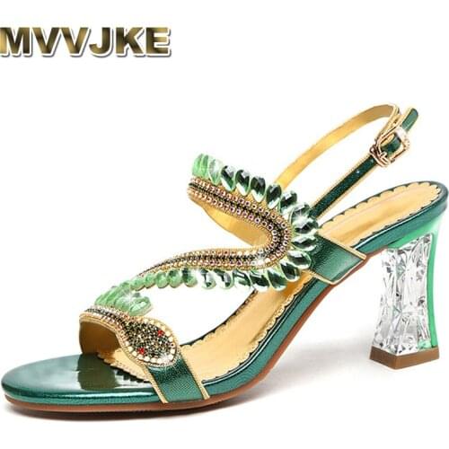 MVVJKEBest selling summer open shoes women fashion sandals 2020 new classic rhinestone sandals summer high heel sandals big size