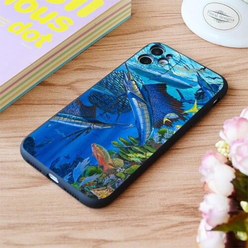For iPhone Sailfish Reef Print Soft Matt Apple iPhone Case 6 7 8 11 12 Plus Pro X XR XS MAX SE