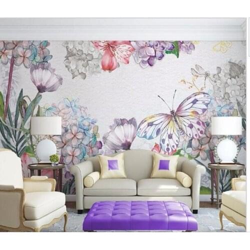 Bacaz 8D Custom mural 3d Flower Butterfly Orchid Papel Mural Wallpaper for TV sofa background 3d photo wall paper home decor