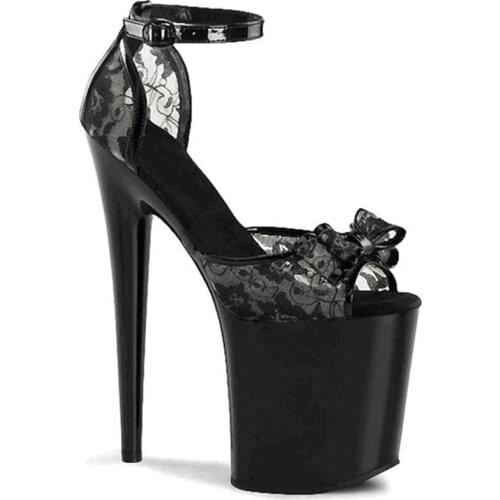 The new mesh fabric, bow-tie shoes, 20cm high stilettos, waterproof stand and painted sandals