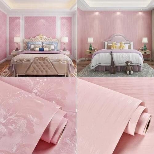 Embossed leaf and floral blue pink yellow white water proof vinyl wallpaper self adhesive bedroom living room wall renovation 1m