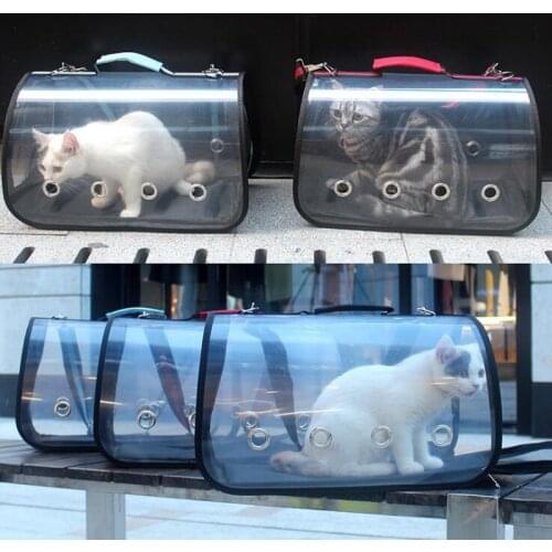 Portable Cat Carrier Bag Dog Carriers Bags Transparent Pet Backpack Messenger Cat Carrier Travel Packets Breathable Handbag