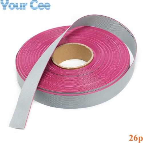 5m/lot Pitch 26 pin 26P Grey Gray Flat Ribbon Data Cable Wire Connector AWG28 300V Insulation: 9mils 1.27mm Spacing 26 Way