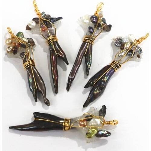 Natural Pearl Pendant Chicken Claw-shaped White Pearl Natural Crystal Charm for DIY Jewelry Making Accessories