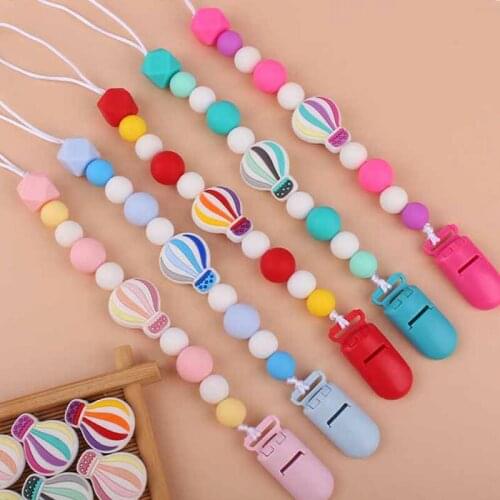 Silicone Baby Pacifier Clip Colorful Chain Food Grade Chew Soft Beads Teether Molar Soother Chew Chain Baby Teething Tools