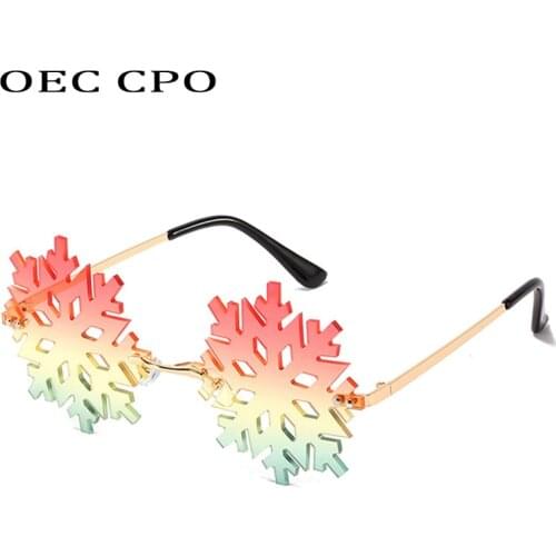 OEC CPO Fashion Rimless Sunglasses Women New Unique Flower Colorful Mirror Lens Sun Glasses Female Hollow Frameless Eyeglasses