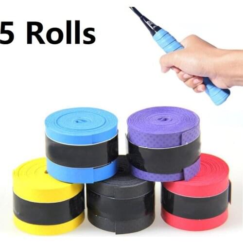 5 Rolls Anti-slip Tennis Overgrip Badminton Grip Sport Sweatband for Fishing Rod Squash Padel Racket Tape