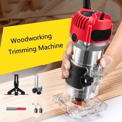 Updated Version Electric Wood Trimmer 680W 6.35mm Laminator Router Woodworking Tool Set For Wood Carving Slotting Trimming