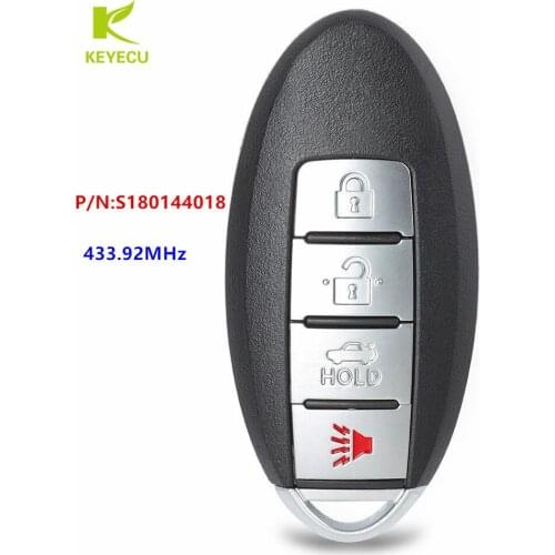 KEYECU Replacement Smart Remote Car Key Fob 3+1Button 433.92MHz ID47 for Nissan Altima Maxima 2013-2015 S180144018