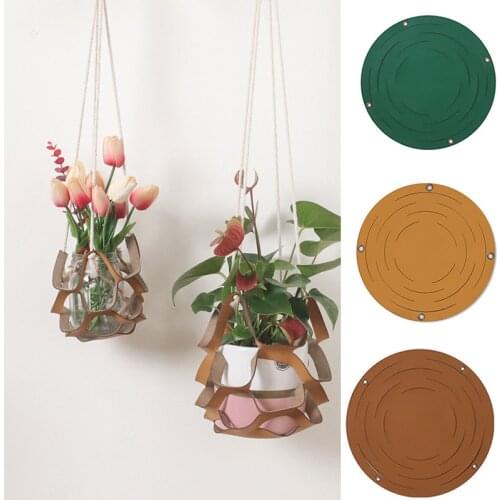 Plant Hanger PU Leather Hanging Plant Pot Holder Multi-level Effects Decorative Flower Pot Basket Stand for Home Garden TN88