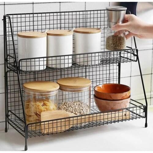Iron Storage Shelf rack for Kitchen storage rack bathroom organizer Double Layer Assembly Cosmetic bathroom Shelf Dish RackShelf