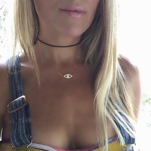 New arrvial 100% 925 Sterling Silver Lucky big Eye Clear CZ Pendant Necklace Women Luxury Sterling silver gold color Jewelry