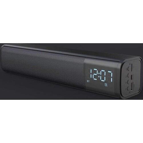 Sound bar Audio Player Wireless Bluetooth Speaker Subwoofer 3D Surround Speakers FM Radio Clock TF USB for Home TV PC