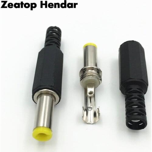 10Pcs 2.1 x 5.5 x 14/ 2.5 x 5.5 x 14 MM DC Power Male Plug Audio Adapter Outlet Socket Jack Yellow Head Plastic Handle Connector