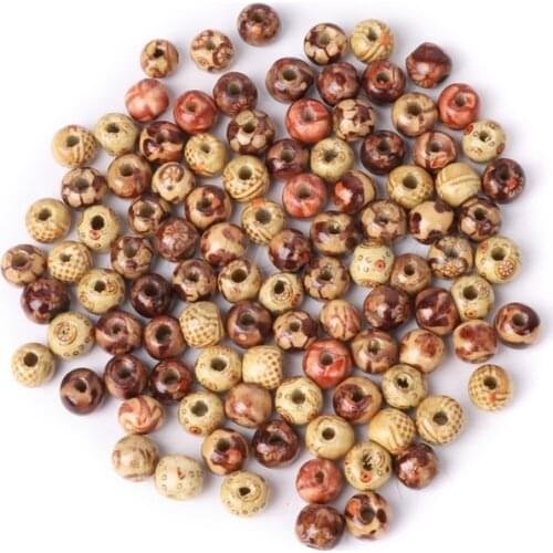 100Pcs Mixed Wood Round Beads for Jewelry Making Loose Spacer Charms Bead DIY Drop Shipping