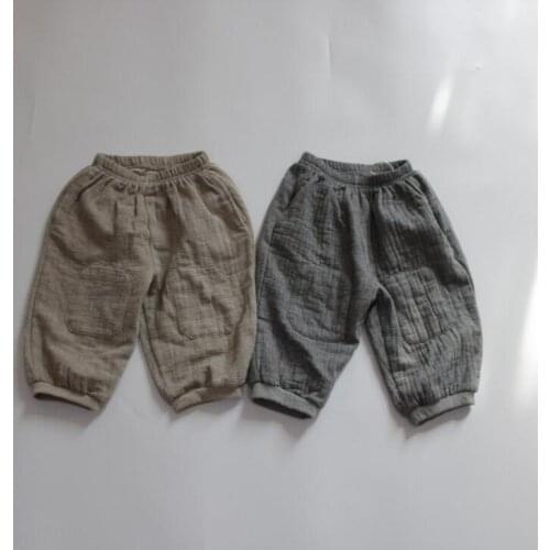 2021 new style girls boys pants cotton linen spring fashion kids long pants 1-6t YL661