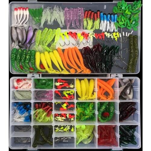 301PCs/Box Jigging Wobbler Fishing Lure Set Mixed Soft Lures Bait Jig Head Crank Hooks Ocean Carp Soft Worm Fishing Baits Tackle