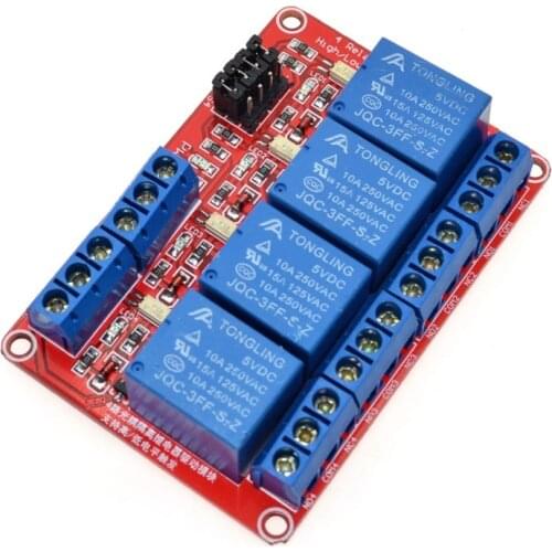 5V 4 Channel Relay Module with Optocoupler Isolation Supports High and Low Trigger voltage 5V, 9, 12V, 24V