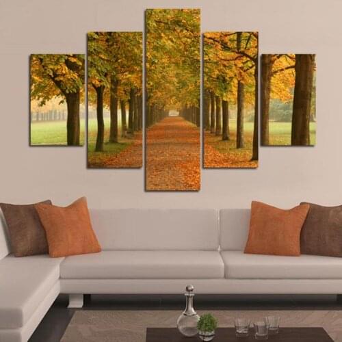 5 Pieces Decorative Painting Maple Tree Landscape Sofa Background Wall Painting Modern Home Canvas Decoration Painting