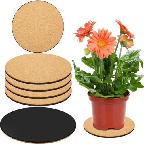 6Pcs Cork Plant Mat Plastic Plant Mat Round Plate Pad for Garden Courtyard Pot Mat Indoor Outdoor and DIY Craft Project