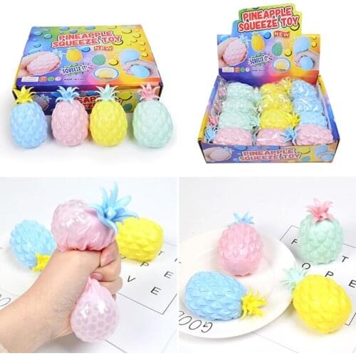 Pineapple Stress Ball Toy Pressure Balls Release Anxiety Stress Tension Squishy Sensory Squeeze and Pull for Kids Adults G2AE