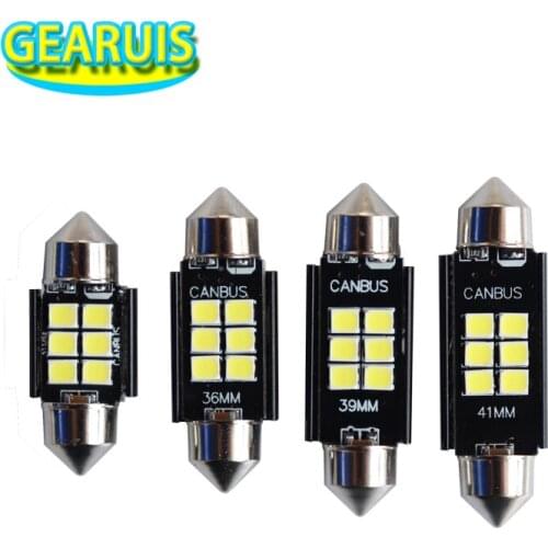 Car auto Doom lights Festoon C5W Canbus 6 SMD 2835 LED 31mm 36mm 39mm 41mm Car License Plate lights Bulb Reading door light 12V