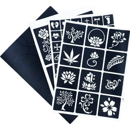 Henna 108 Designs Booklet Multiple Choices Body Paint Airbrush Tattoo Stencils Random Color Small Cute Flower Butterfly Cartoon