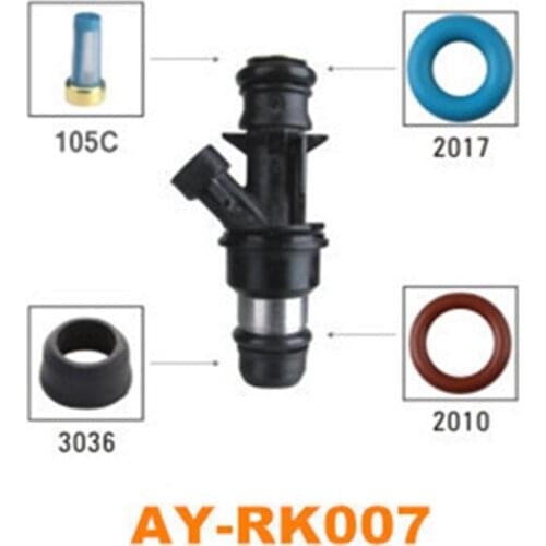 AY-RK007 40pieces/bag auto parts Fuel injector repairing kit come with fuel injector filter ,o-ring,plastic pintle cap