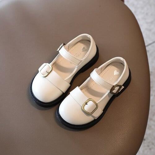 CAPSELLA KIDS Shoes 2021 Spring Autumn Girls Princess Party Shoes Children New Fashion Round Toe Breathable Leather Shoes 23-36