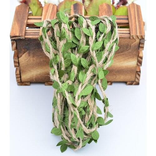 10M leaf jute rope ribbon gift packaging burlap hemp rope DIY craft retro family wedding party bouquet hemp rope decoration