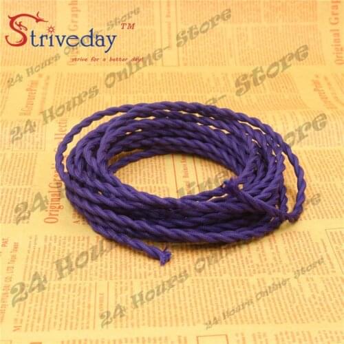 Purple Color -5m/lot 2x0.75 Vintage rope Wire Twisted Cable Retro Braided Electrical Wire Fabric Wire DIY Pendant Lamp Wire Lamp