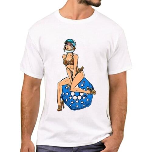 TEEHUB HODL Astronaut To The Moon Men T-Shirt Fashion Cardano Pin-up Girl Printed T Shirts Short Sleeve Cool Tshirts Funny Tee