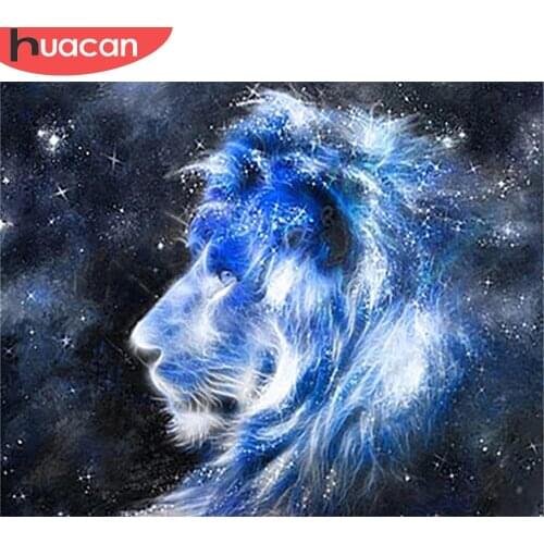 HUACAN DIY Diamond Painting Full Square Lion 5D Diamond Embroidery Animal Rhinestone Picture Cross Stitch Home Decor