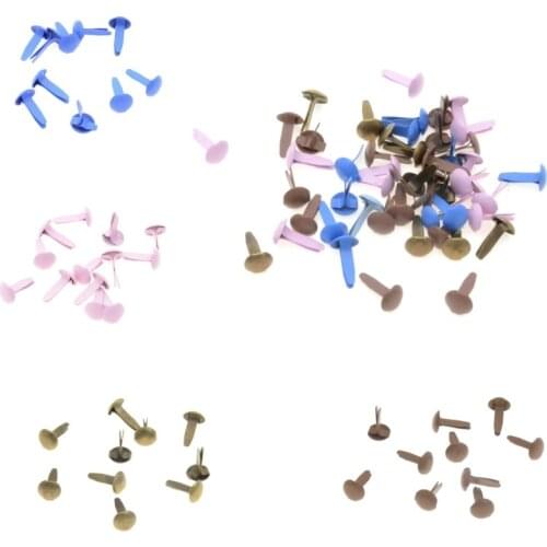 MIAOCHI DIY 50PCs Pastel Round Brads Scrapbooking Embellishment Holiday Decoration & Gift 14x8mm