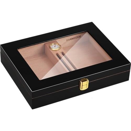 Handmade Mini Cigar Humidor Glasstop Displaying Portable Cabinet