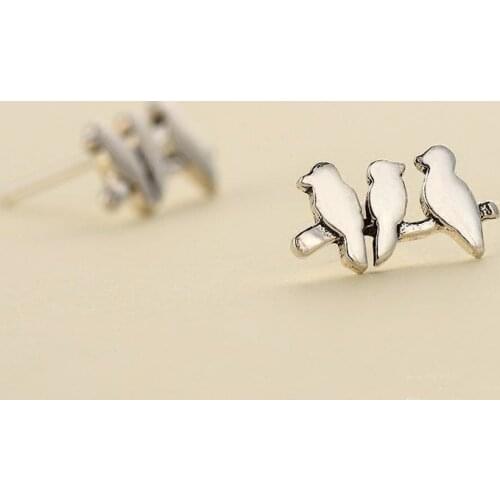 Minimalist Female Bird Animal Earrings Real 925 Sterling Silver Stud Earrings For Women Vintage Small Wedding Earrings