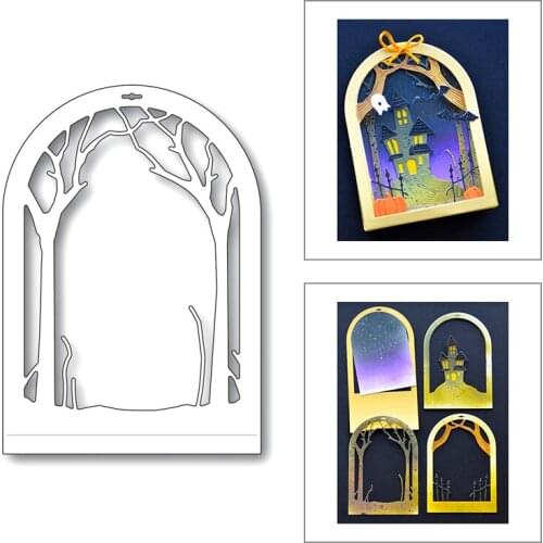 2020 New Halloween Layered Door Metal Cutting Dies For DIY Cut Paper Craft Making Edge Branches Tree Card Scrapbooking No Stamps