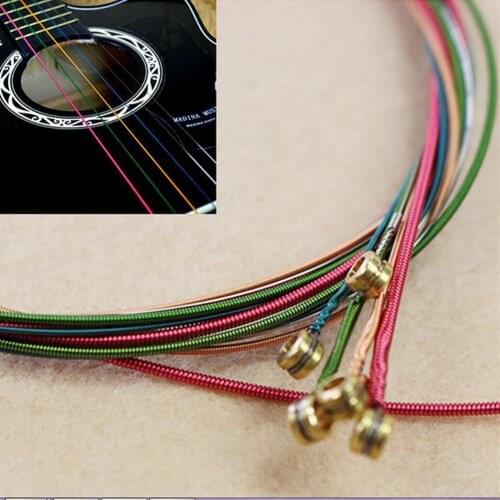 Exquisite 6pcs/set Universal Rainbow Colorful Steel Guitar Strings Set Replacement Part for Acoustic Folk Classic Guitar Durable