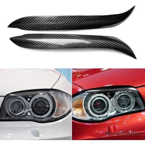 Real Crabon Fiber Head light Eyelid Eyebrow Cover Trim 1pair for BMW E81 E82 E87 E88 128i 135i 2004-2011