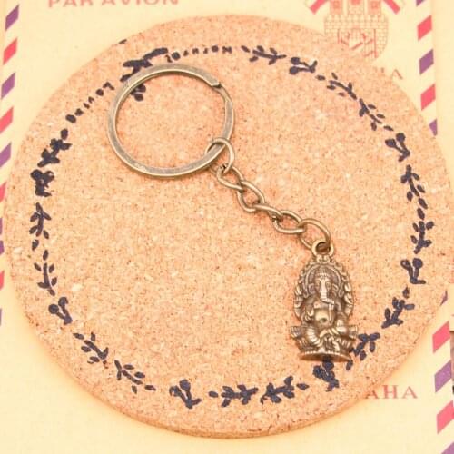 New Fashion Bronze Pendant Metal Key Chains Accessory,28mm Key Ring Vintage Ganesha elephant buddha Keychain