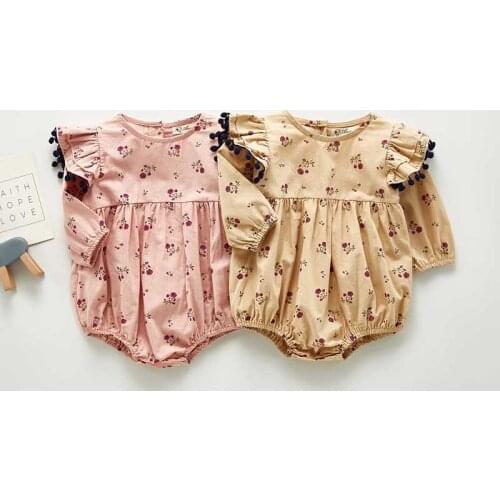 New Baby Girls Bodysuit Autumn Cotton Long Sleeve Korean Style Floral Baby Girl Jumpsuit Baby Girls Clothes