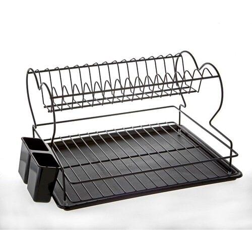 SAS Lifetime Stainless Dish Rack Dish Basket Two Layer Plate-rack Thermo Plastic Plating Black