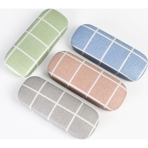 1Pc Unisex Simple Glasses Box Fresh Style Linen Cloth Spectacles Box Protector Portable Hard Eyewear Case